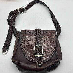 Brighton Vintage  Brown Leather Crossbody Bag with Braided Strap BRN5944C